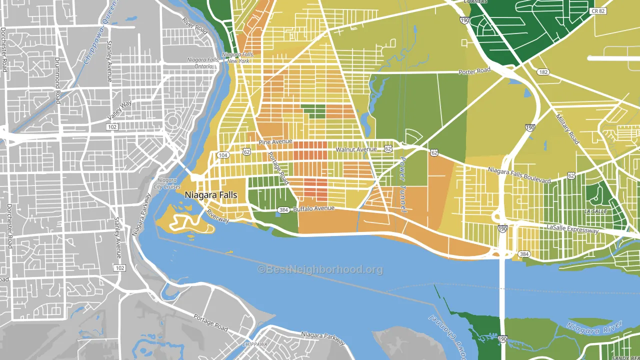 14303, NY block-group voter-turnout map