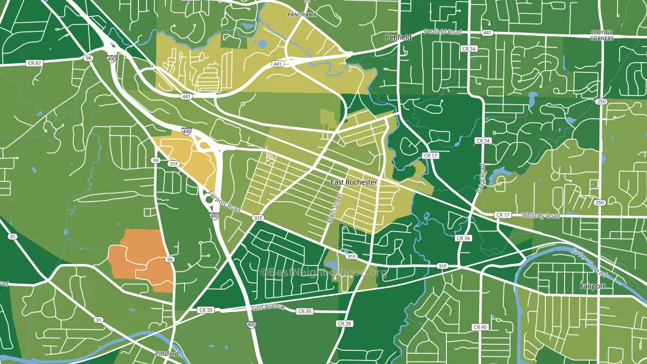 14445, NY block-group voter-turnout map