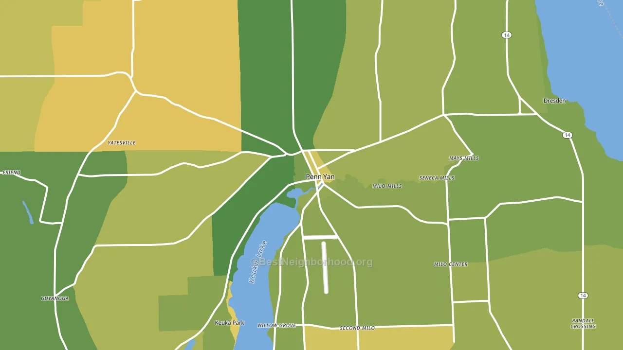 14527, NY block-group voter-turnout map