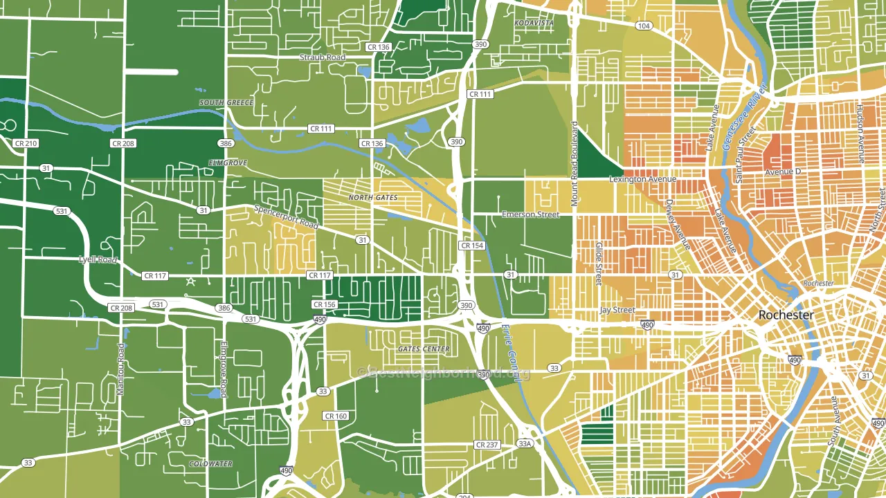 14606, NY block-group voter-turnout map