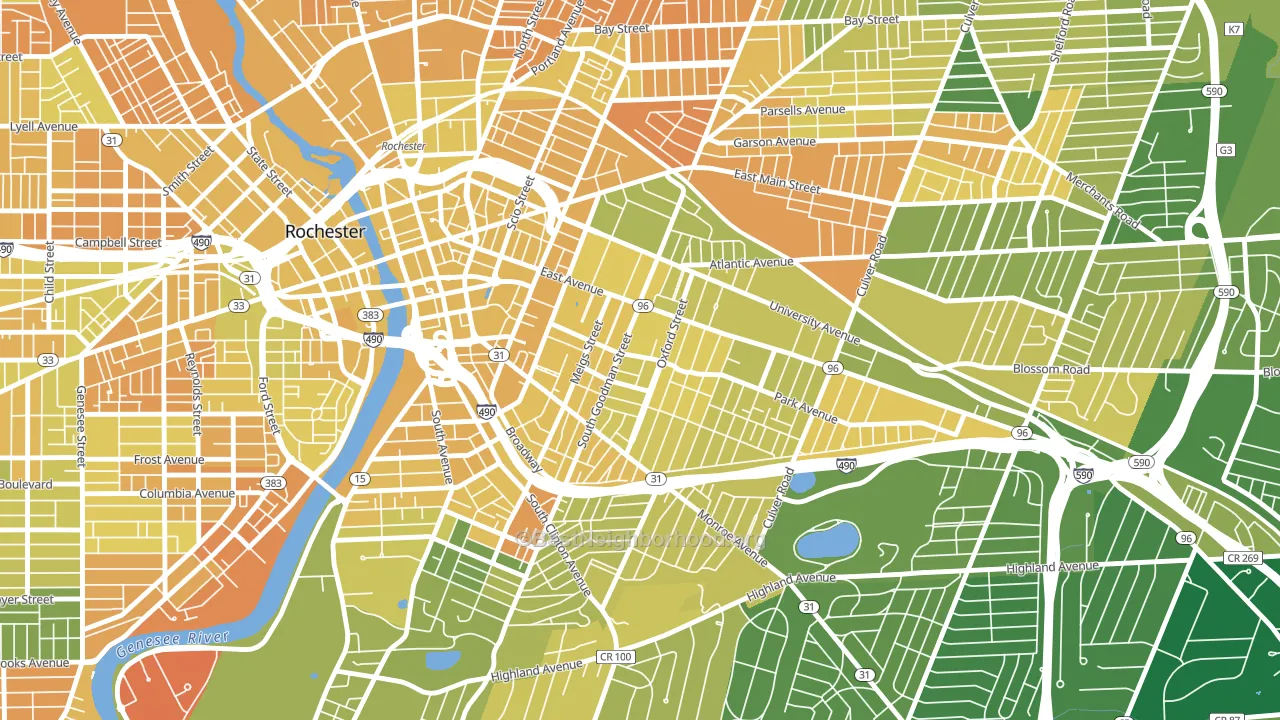 14607, NY block-group voter-turnout map