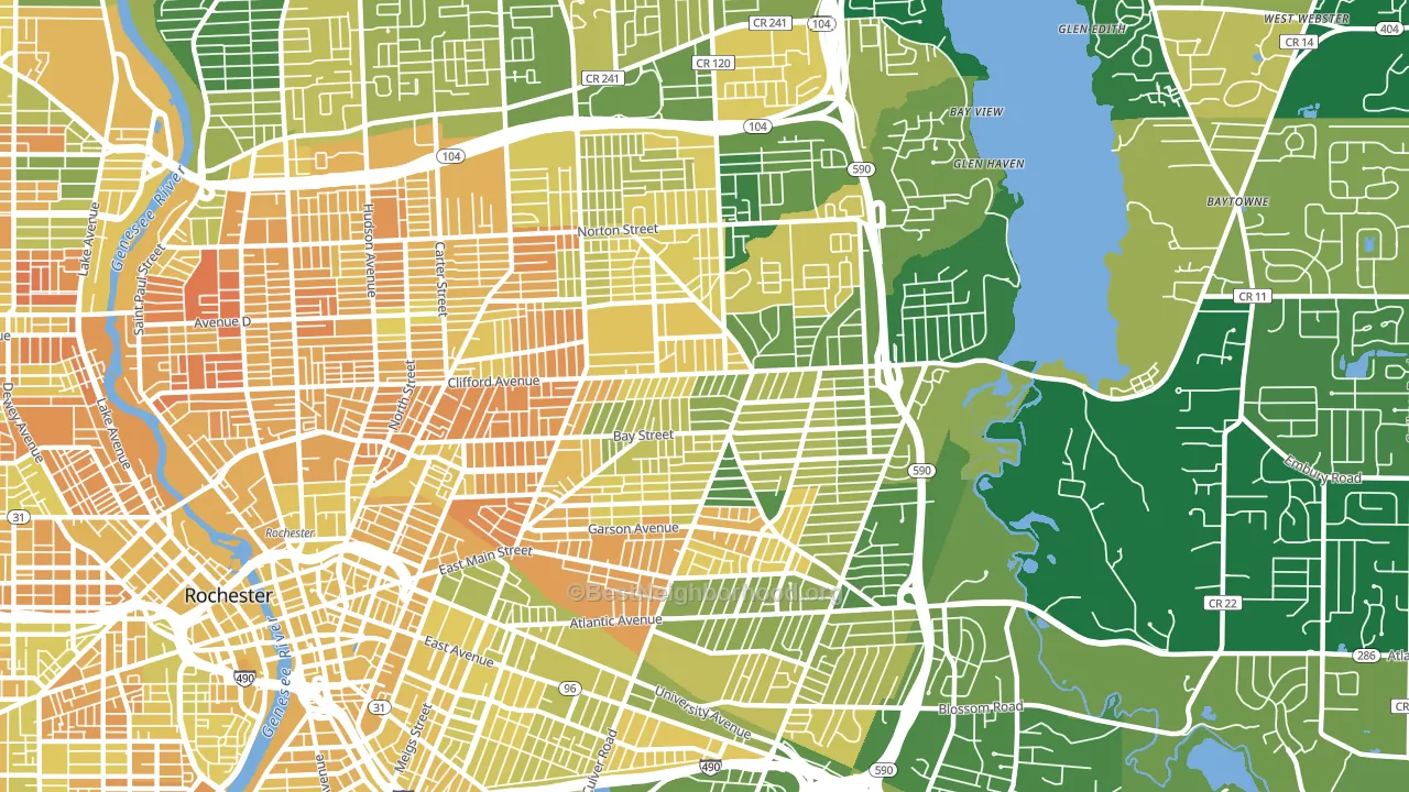 14609, NY block-group voter-turnout map