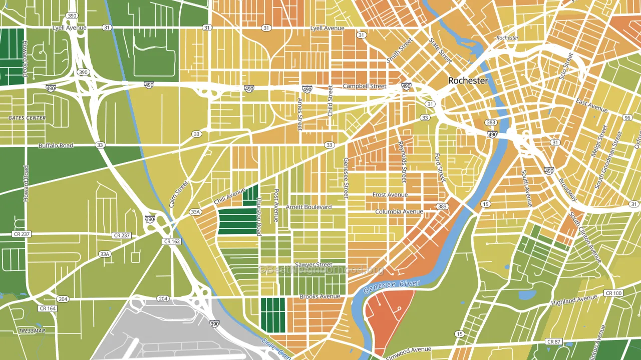14611, NY block-group voter-turnout map