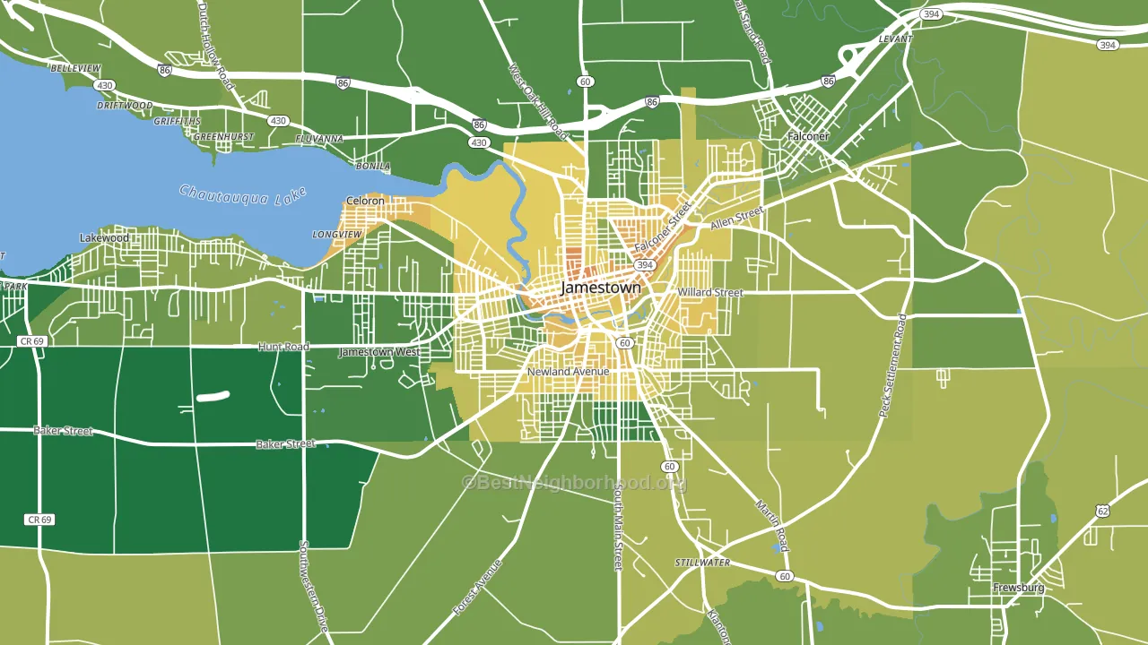 14701, NY block-group voter-turnout map
