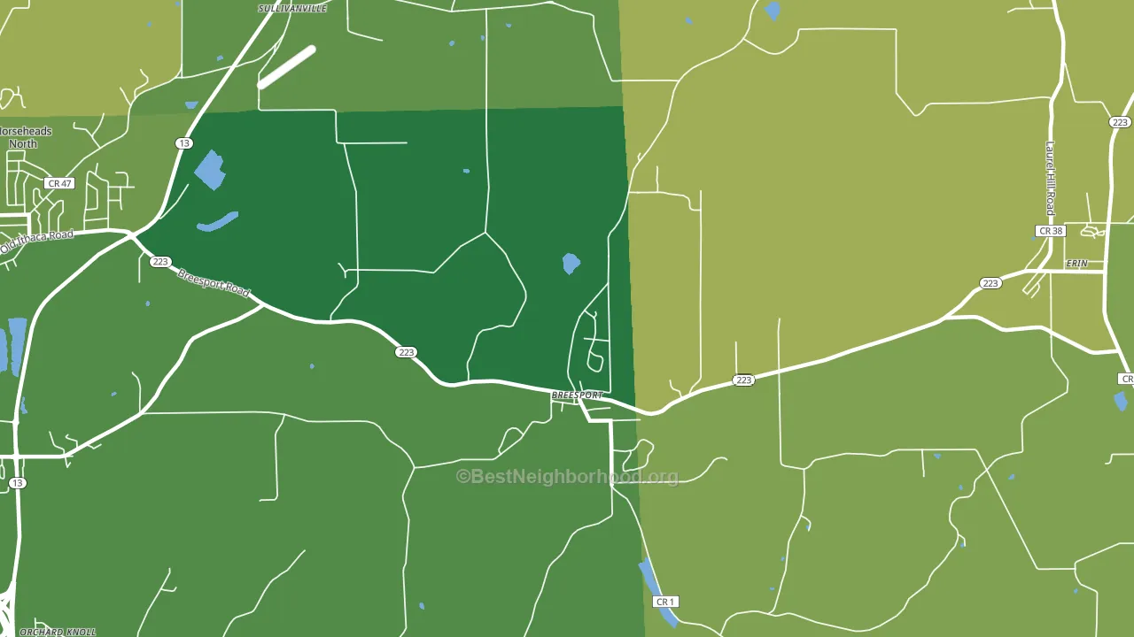 14816, NY block-group voter-turnout map