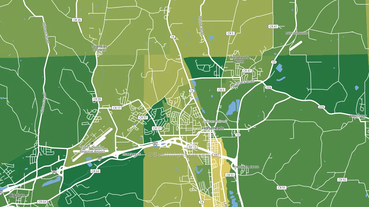 14845, NY block-group voter-turnout map