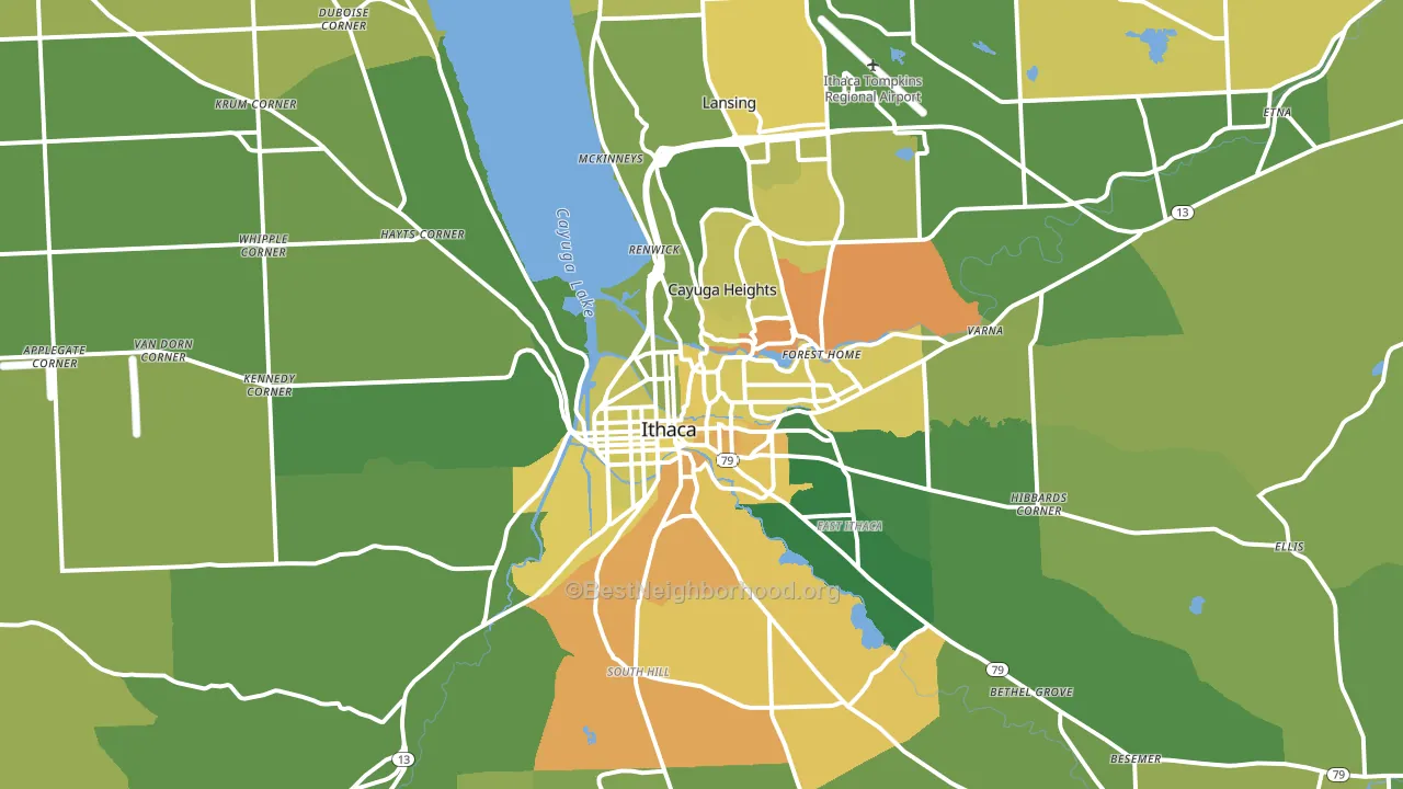 14850, NY block-group voter-turnout map