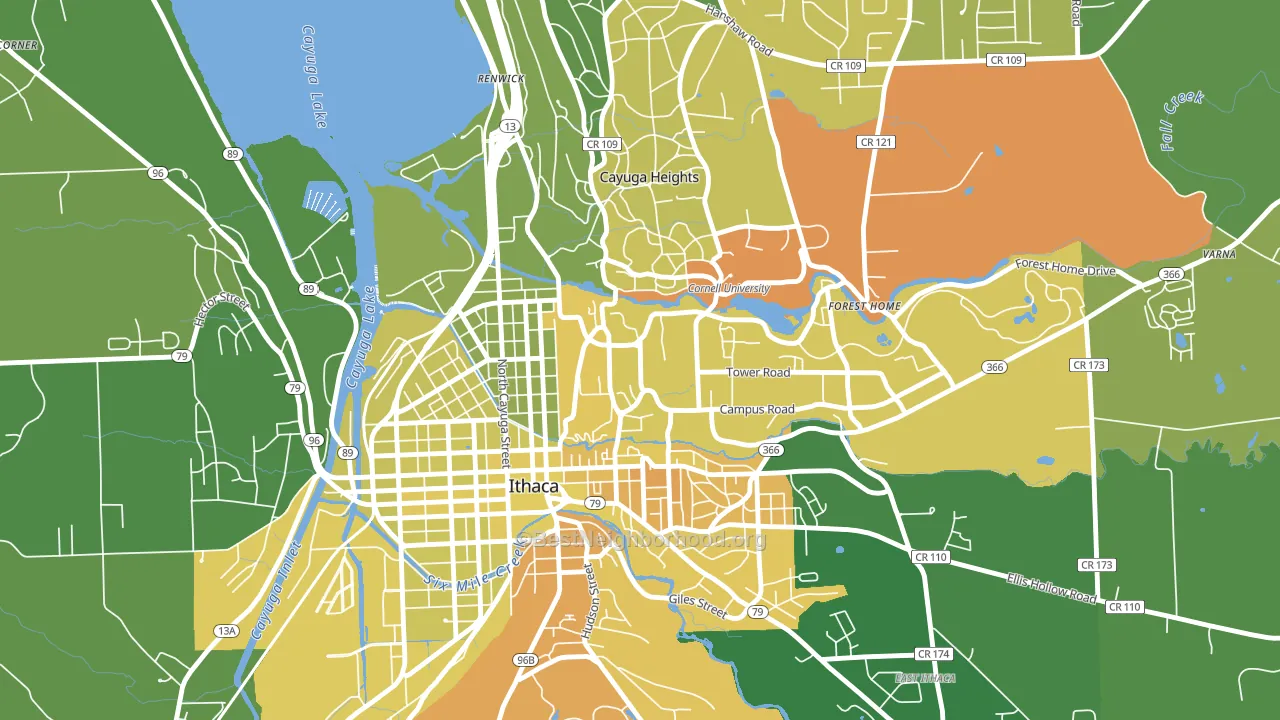 14853, NY block-group voter-turnout map