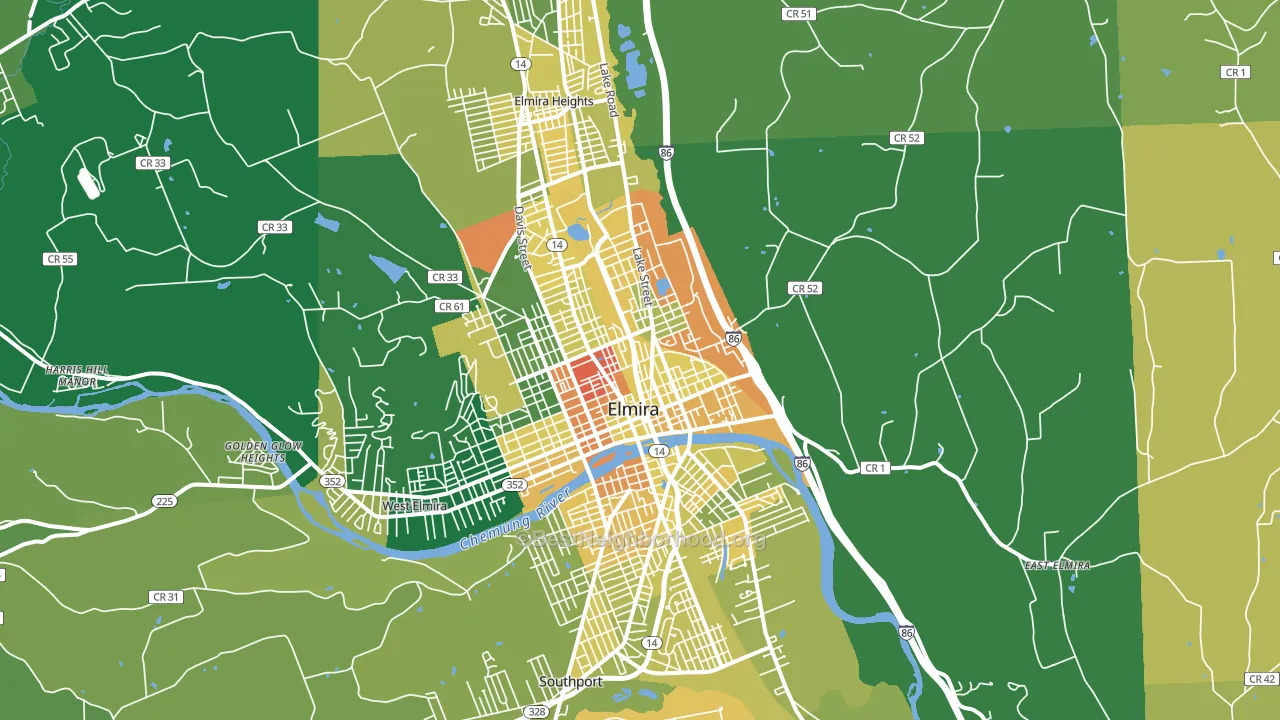 14901, NY block-group voter-turnout map