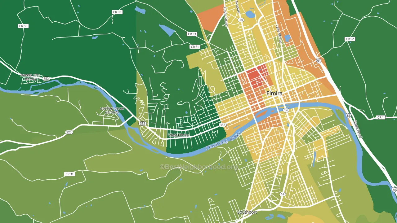 14905, NY block-group voter-turnout map