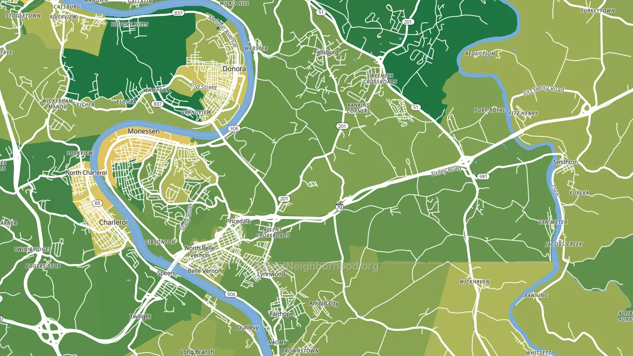 15012, PA block-group voter-turnout map