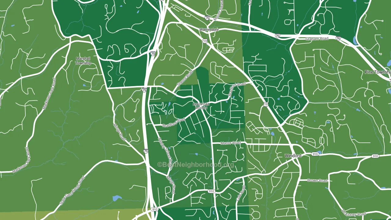 15015, PA block-group voter-turnout map