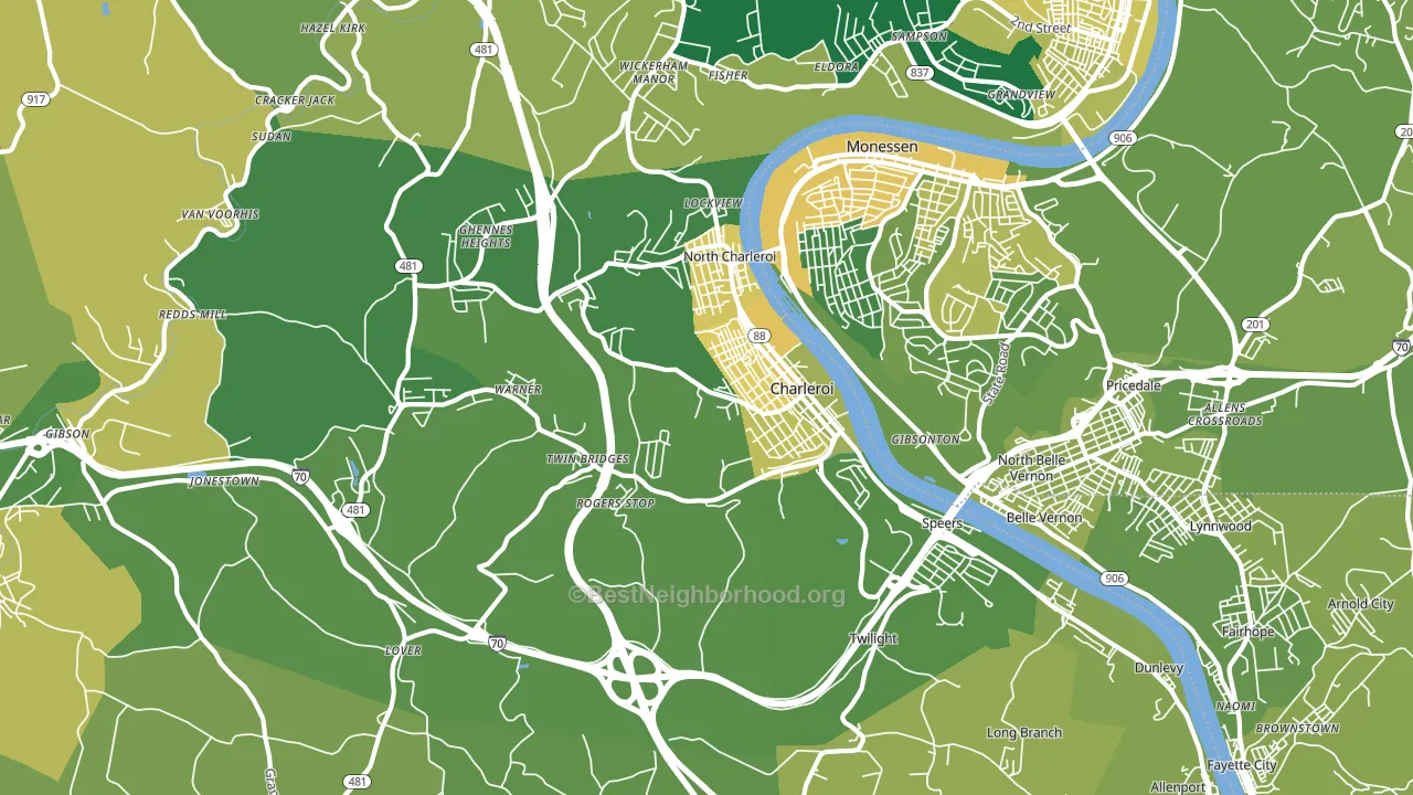 15022, PA block-group voter-turnout map
