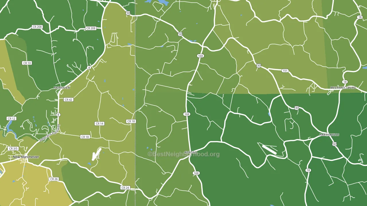 15043, PA block-group voter-turnout map