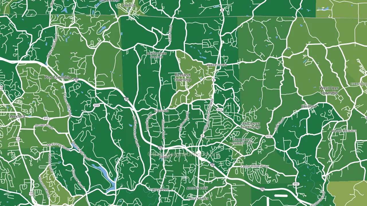 15044, PA block-group voter-turnout map