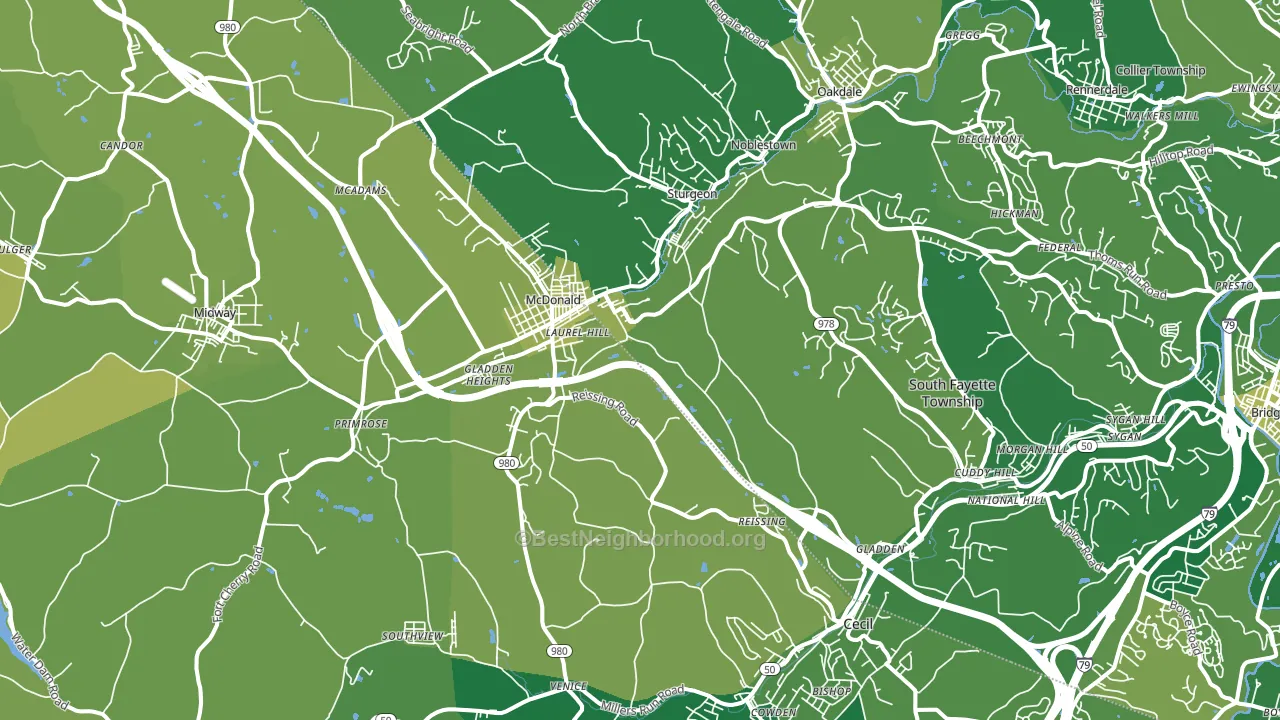 15057, PA block-group voter-turnout map