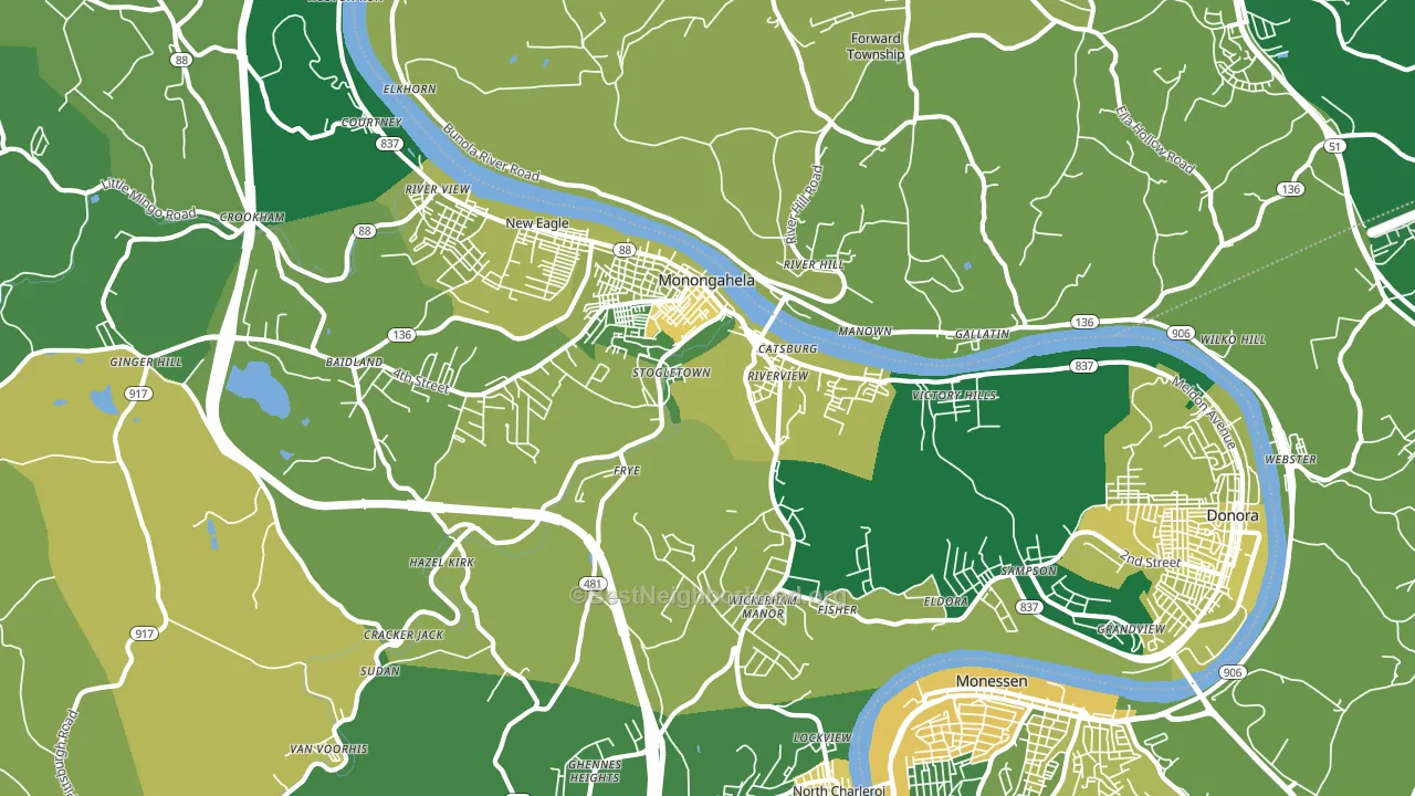 15063, PA block-group voter-turnout map