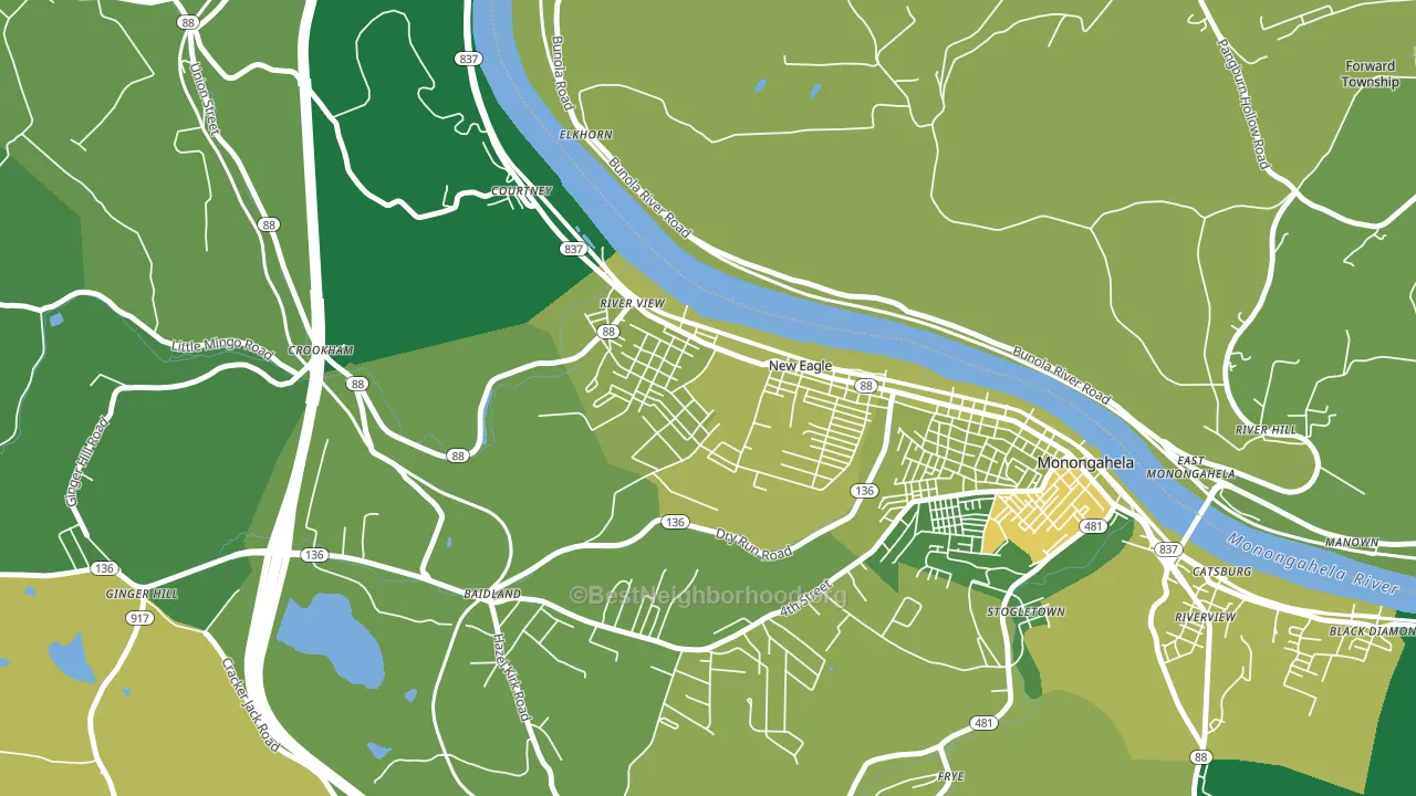 15067, PA block-group voter-turnout map