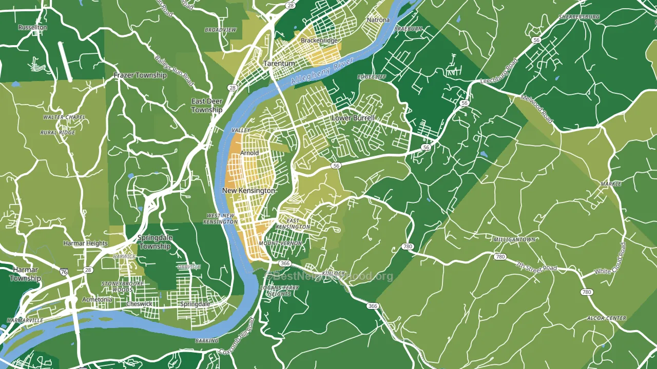 15068, PA block-group voter-turnout map
