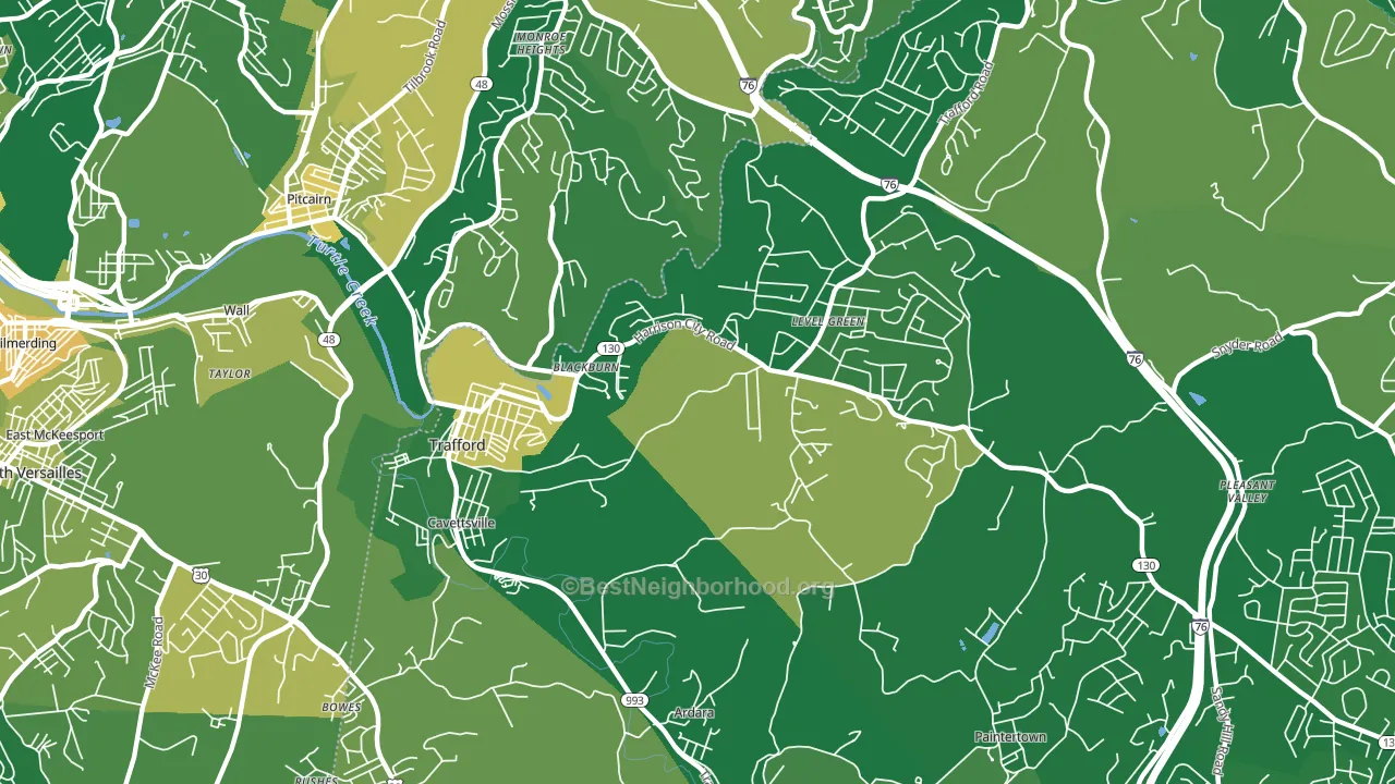 15085, PA block-group voter-turnout map