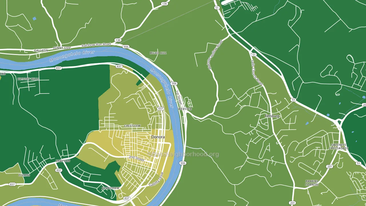 15087, PA block-group voter-turnout map