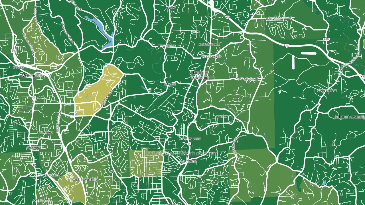 15101, PA block-group voter-turnout map
