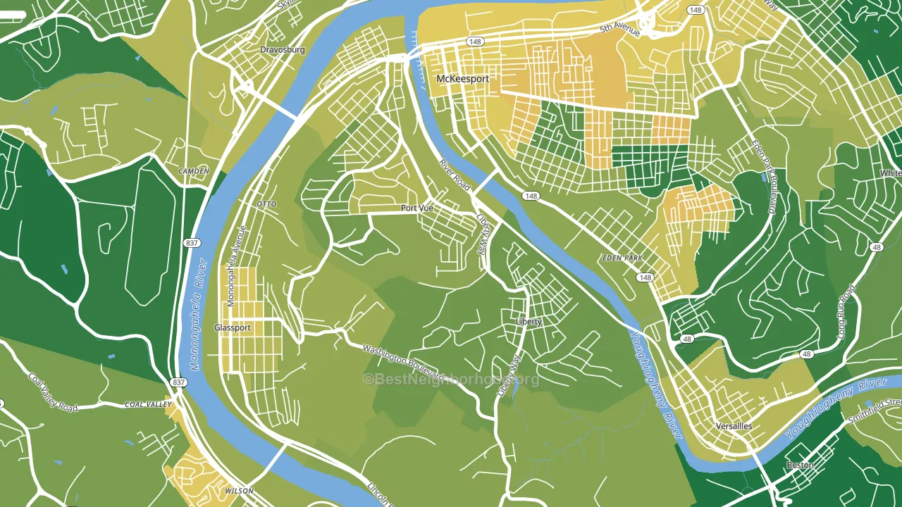 15133, PA block-group voter-turnout map