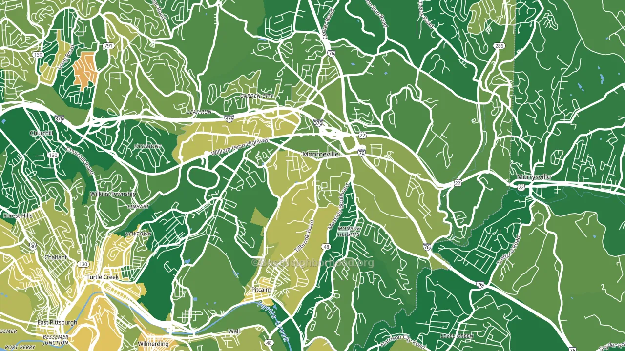 15146, PA block-group voter-turnout map