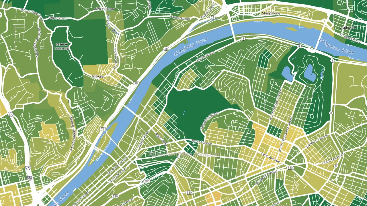 15201, PA block-group voter-turnout map
