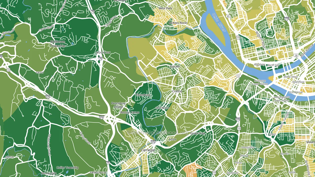 15205, PA block-group voter-turnout map
