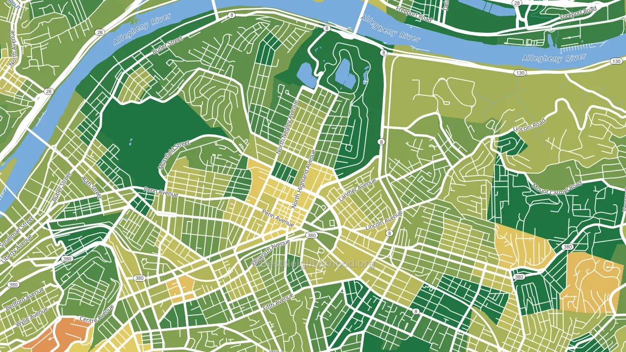 15206, PA block-group voter-turnout map