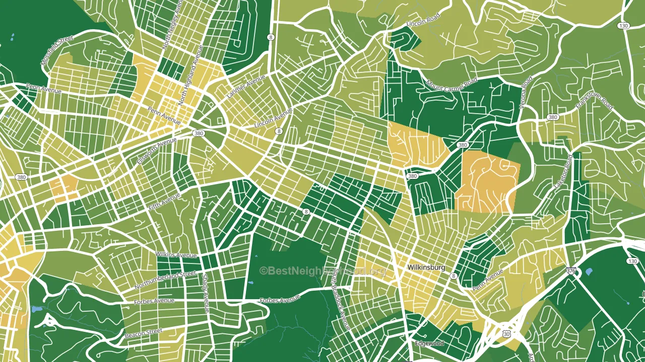15208, PA block-group voter-turnout map