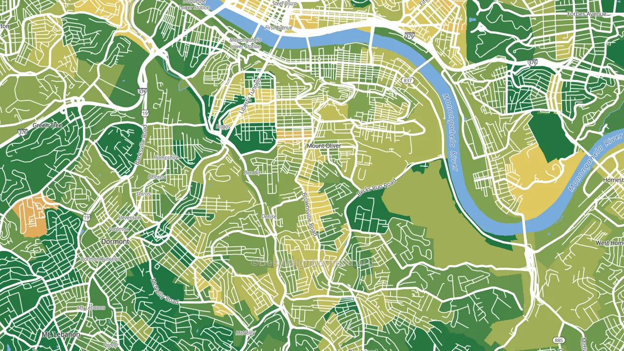 15210, PA block-group voter-turnout map