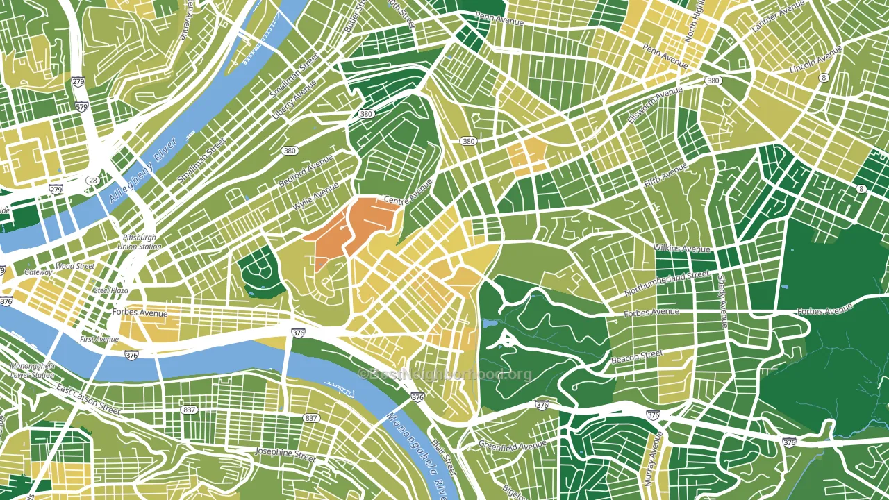 15213, PA block-group voter-turnout map