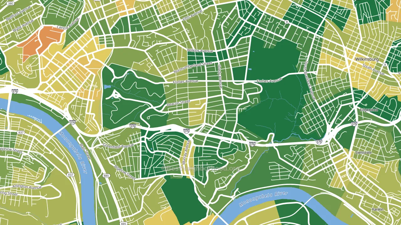 15217, PA block-group voter-turnout map