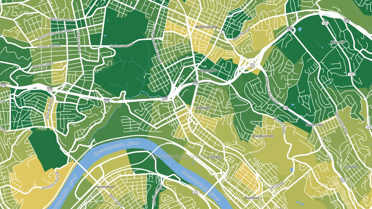 15218, PA block-group voter-turnout map