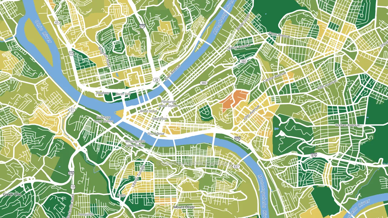 15219, PA block-group voter-turnout map
