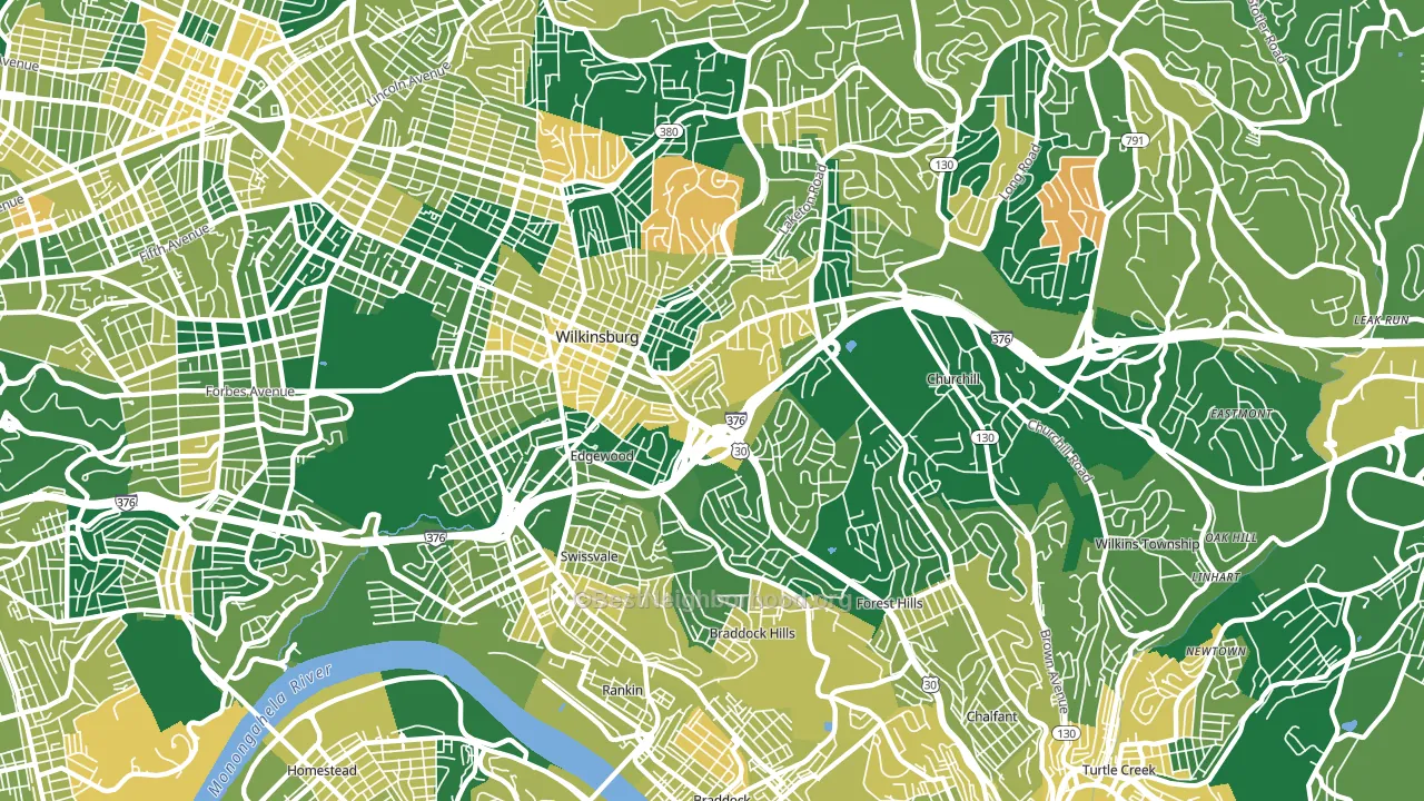 15221, PA block-group voter-turnout map