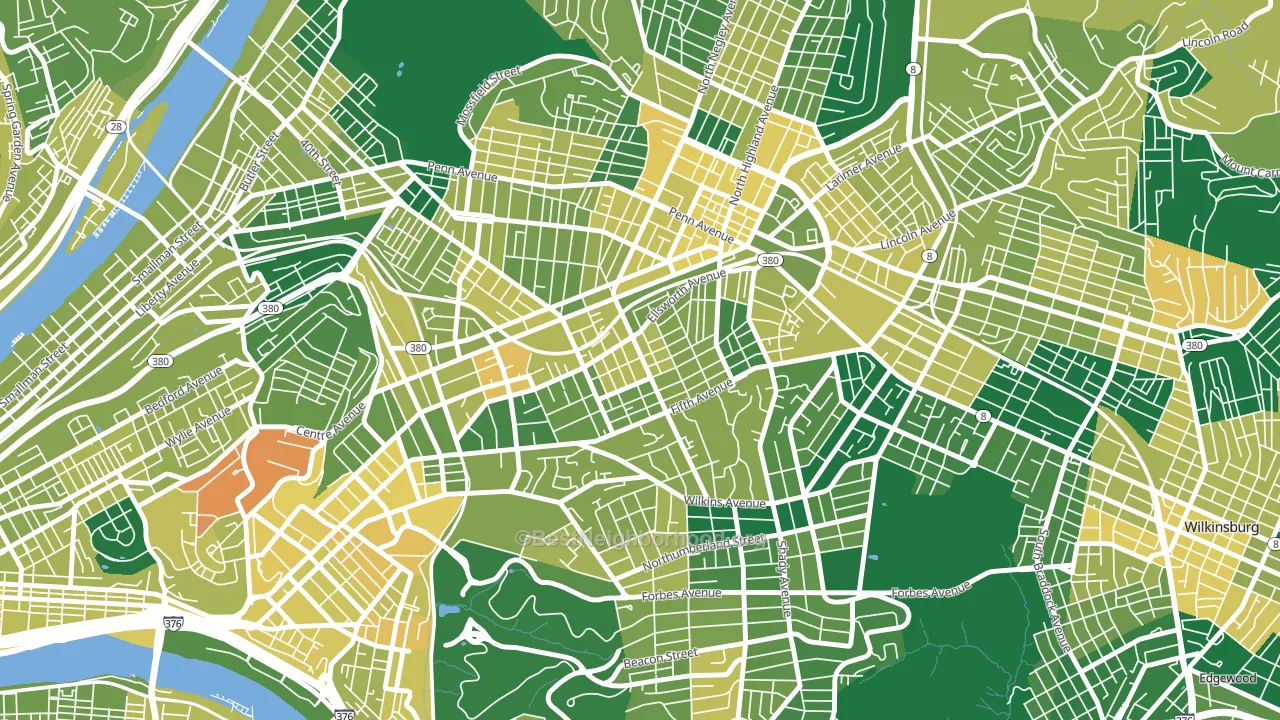 15232, PA block-group voter-turnout map