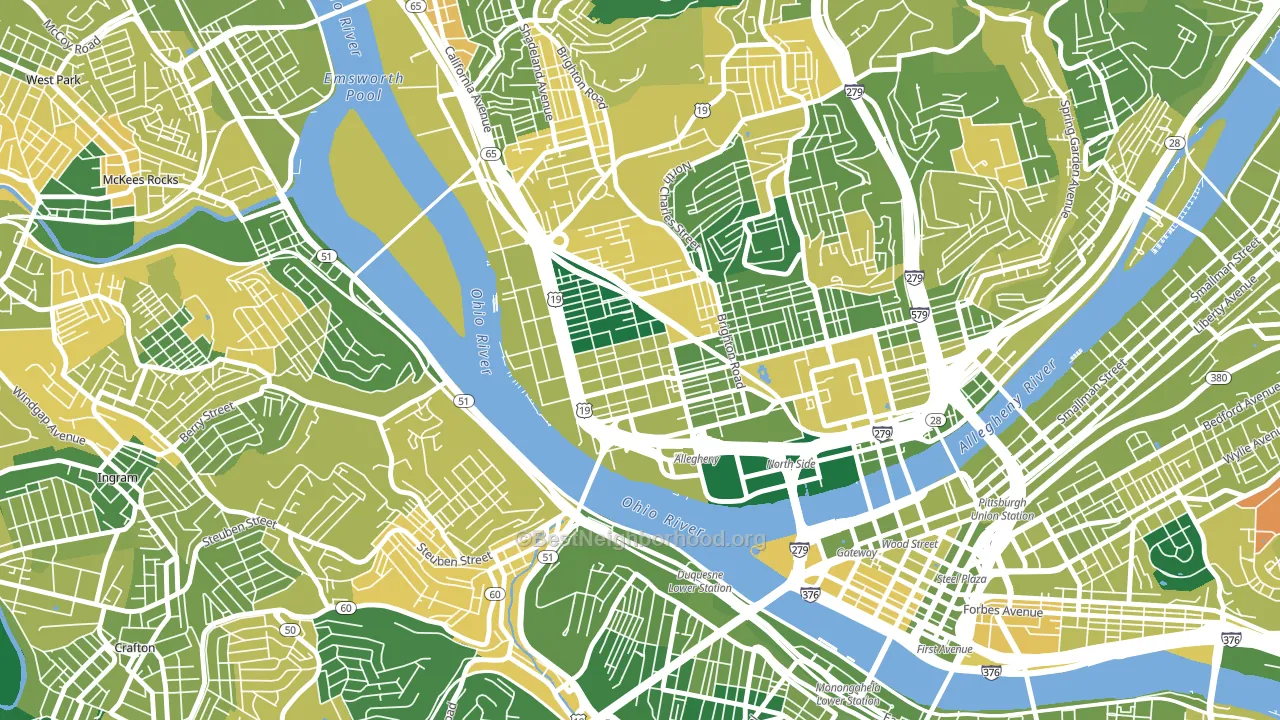15233, PA block-group voter-turnout map