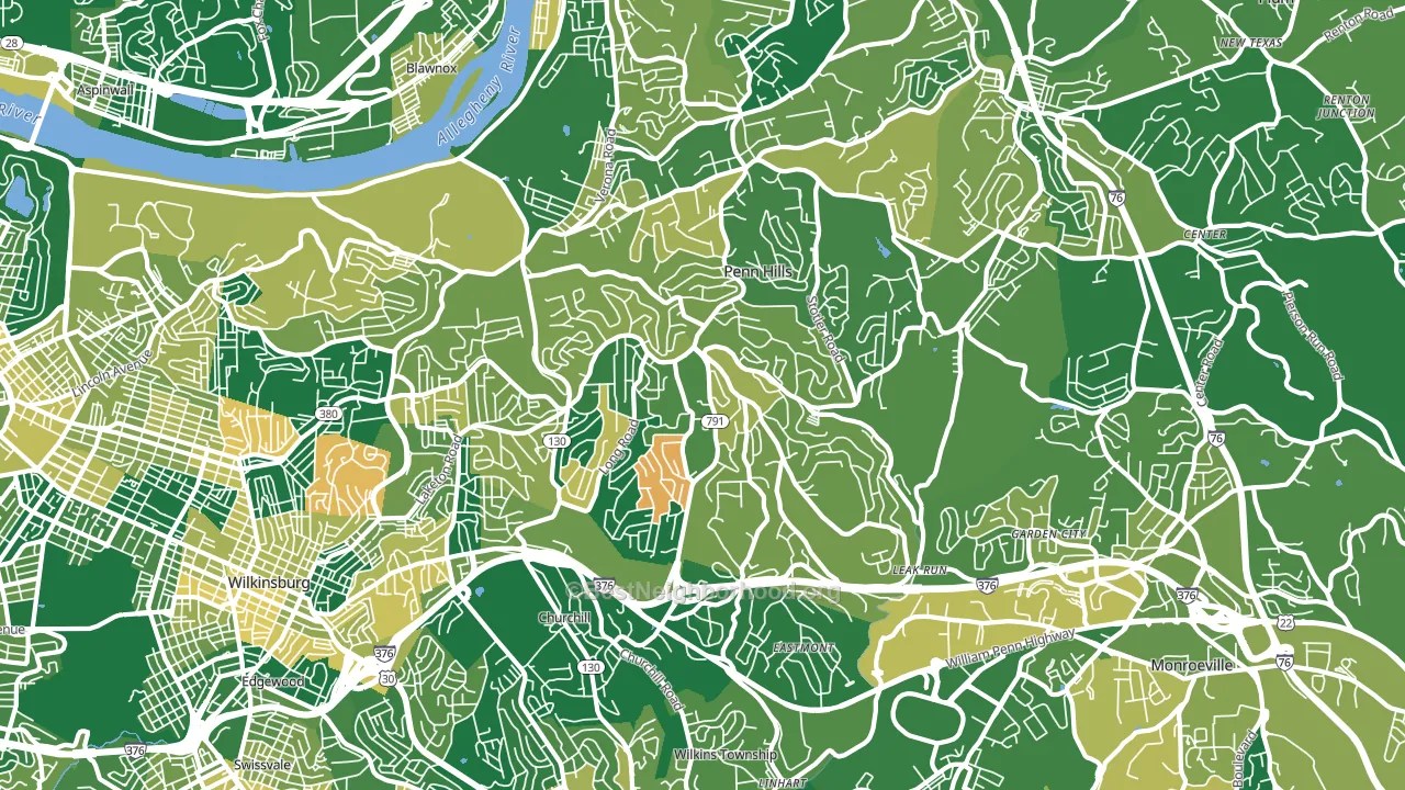 15235, PA block-group voter-turnout map