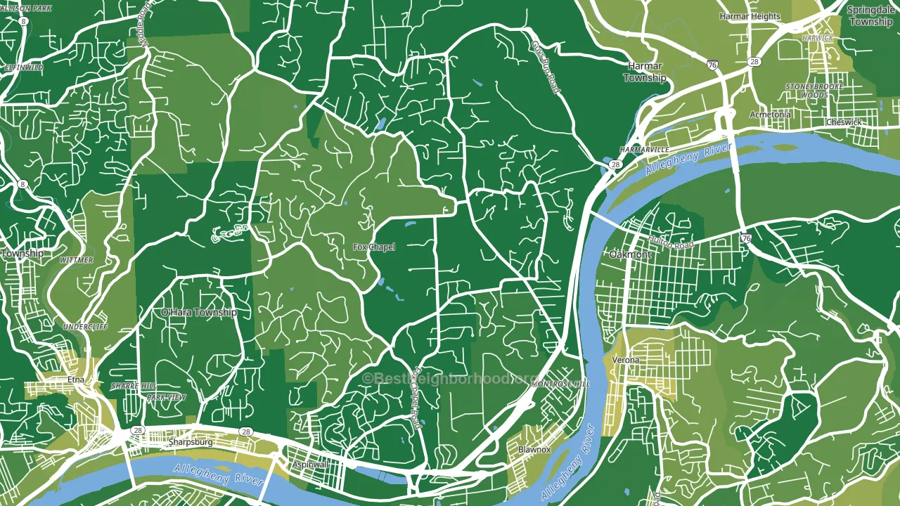 15238, PA block-group voter-turnout map