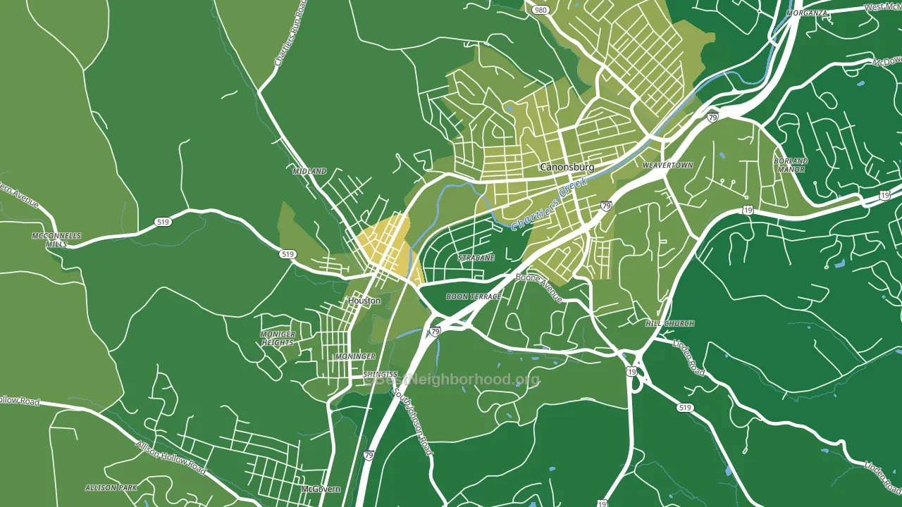15363, PA block-group voter-turnout map