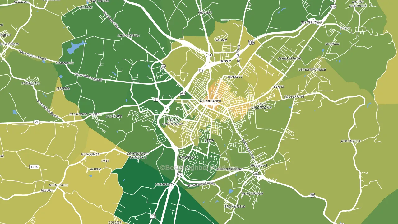 15401, PA block-group voter-turnout map