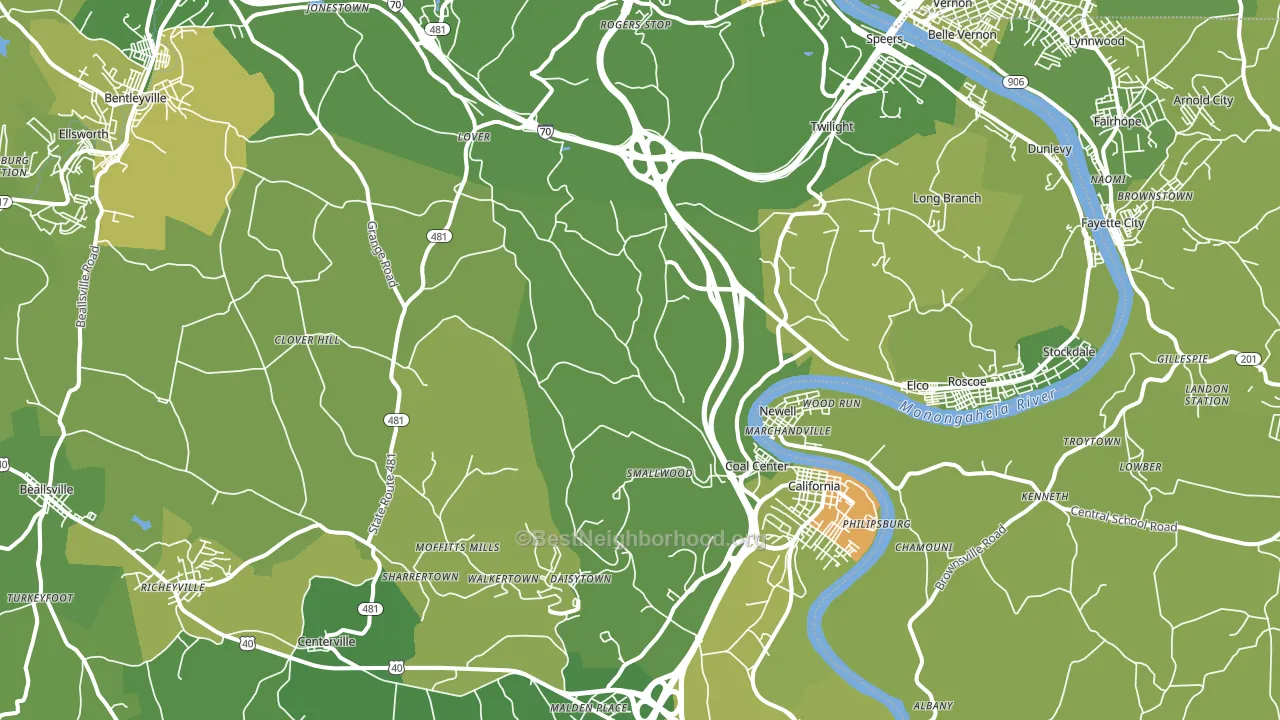 15423, PA block-group voter-turnout map
