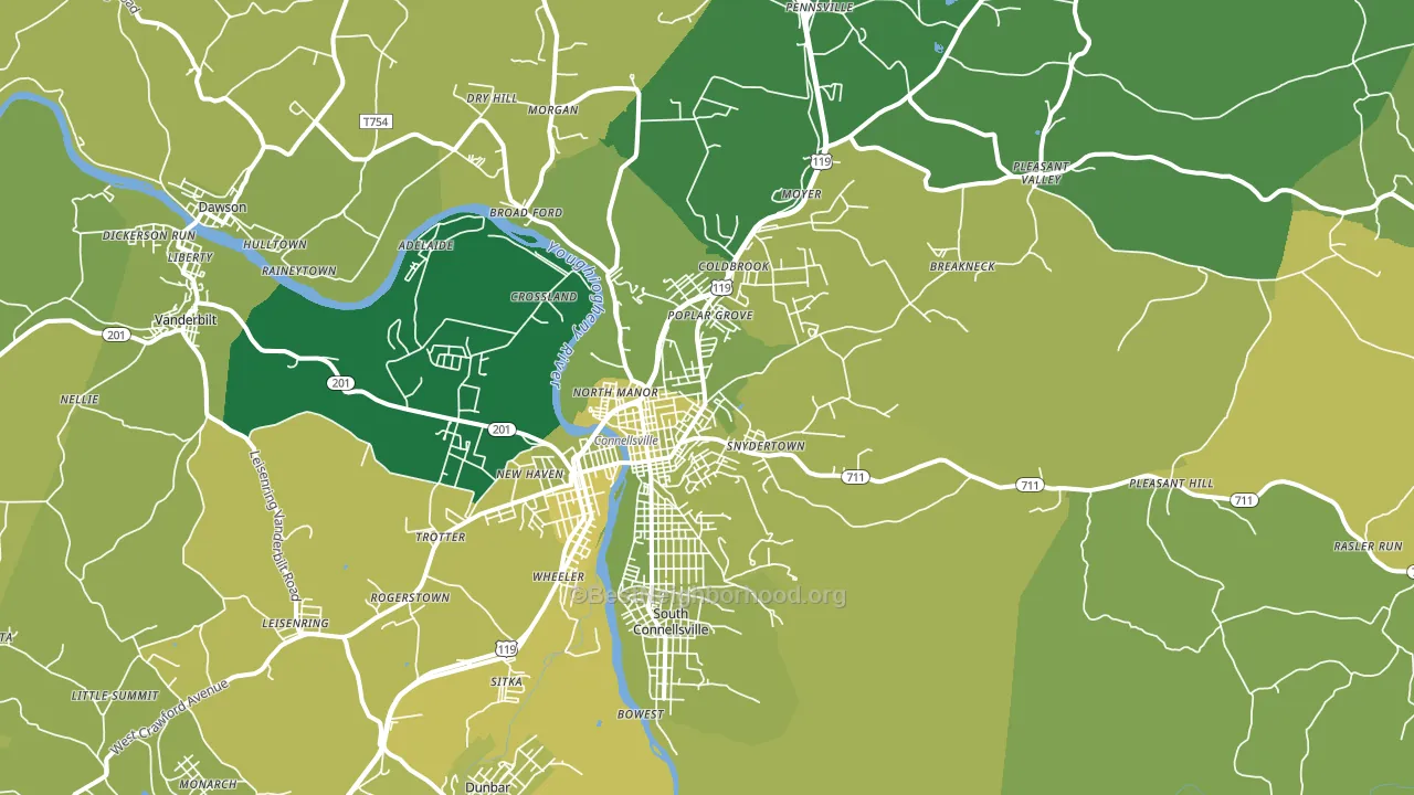 15425, PA block-group voter-turnout map