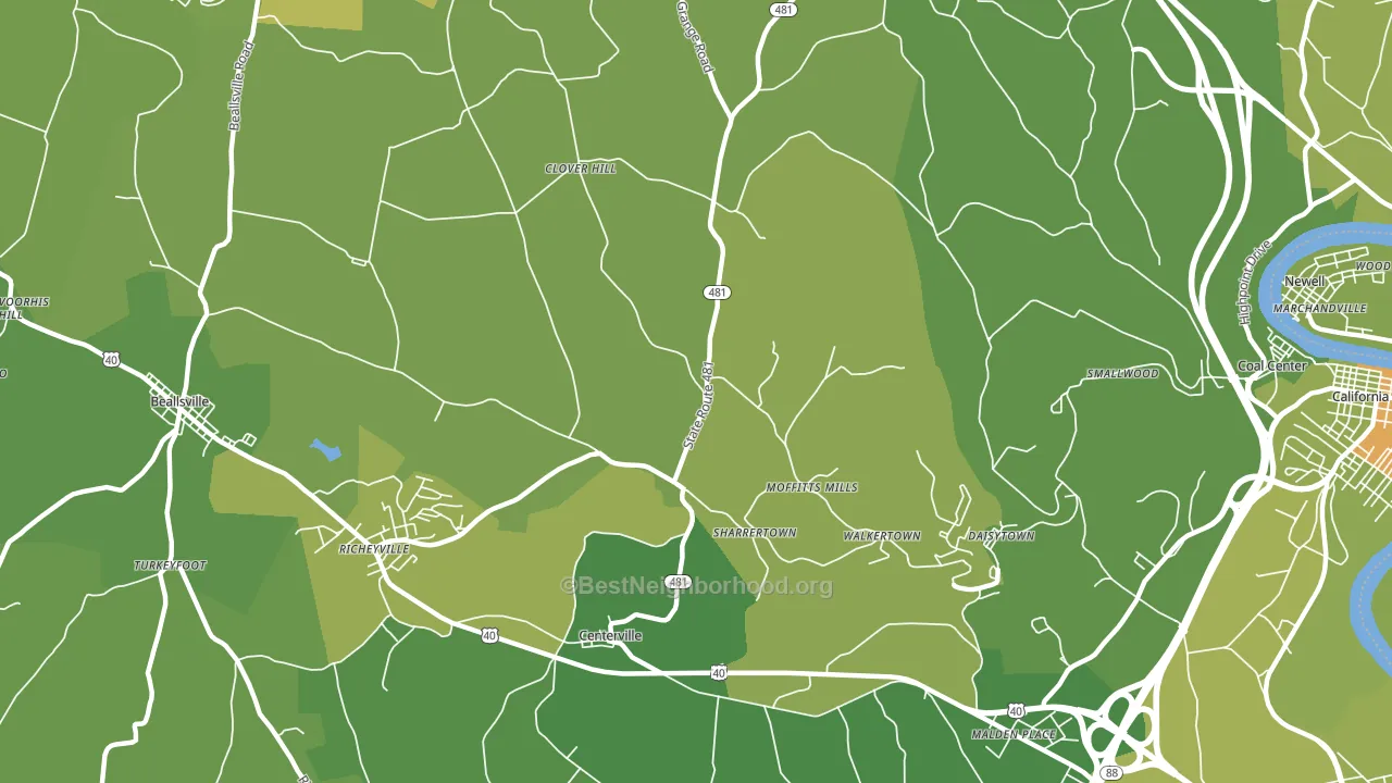 15427, PA block-group voter-turnout map