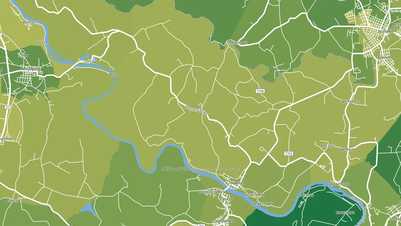 15428, PA block-group voter-turnout map