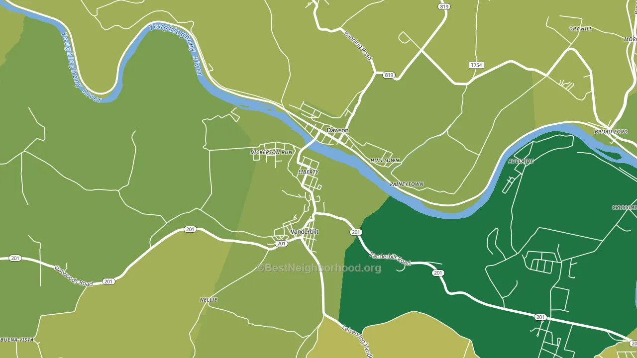 15430, PA block-group voter-turnout map