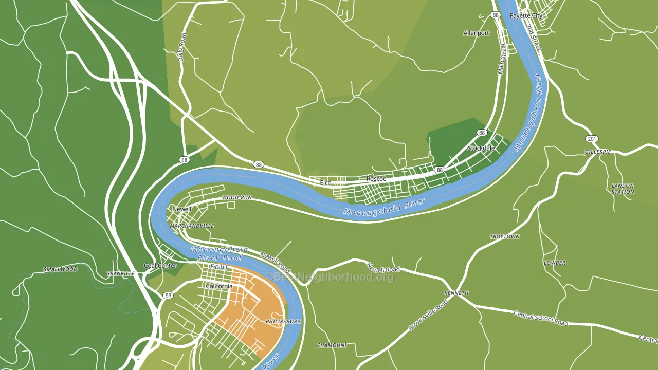 15434, PA block-group voter-turnout map